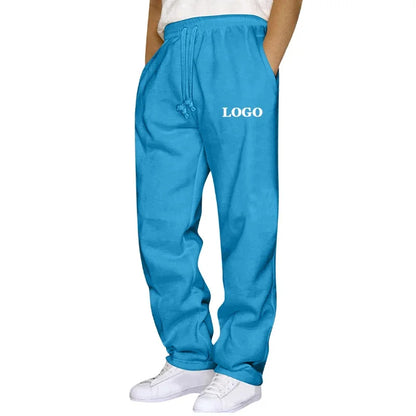 Customized Straight Leg Sweatpants Men Autumn Winter Personality Printed Thicken Jogger Pants Pocket Trousers Streetwear S - 5XL