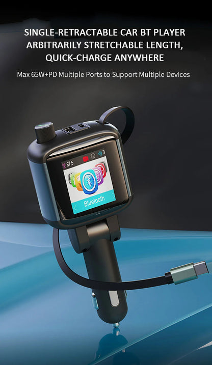 Color Screen Bluetooth FM Transmitter Car Charger 83W PD Fast Charger Car Radio with Mic For Wireless Hands Free Call MP3 Player