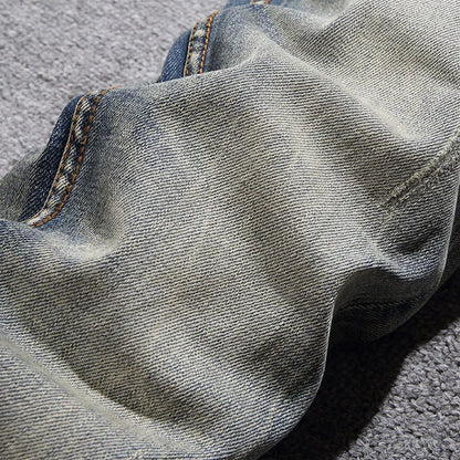 Italian Style Fashion Men Jeans Retro Washed Stretch Slim Fit Ripped Jeans Men Vintage Trousers Designer Denim Pants Hombre