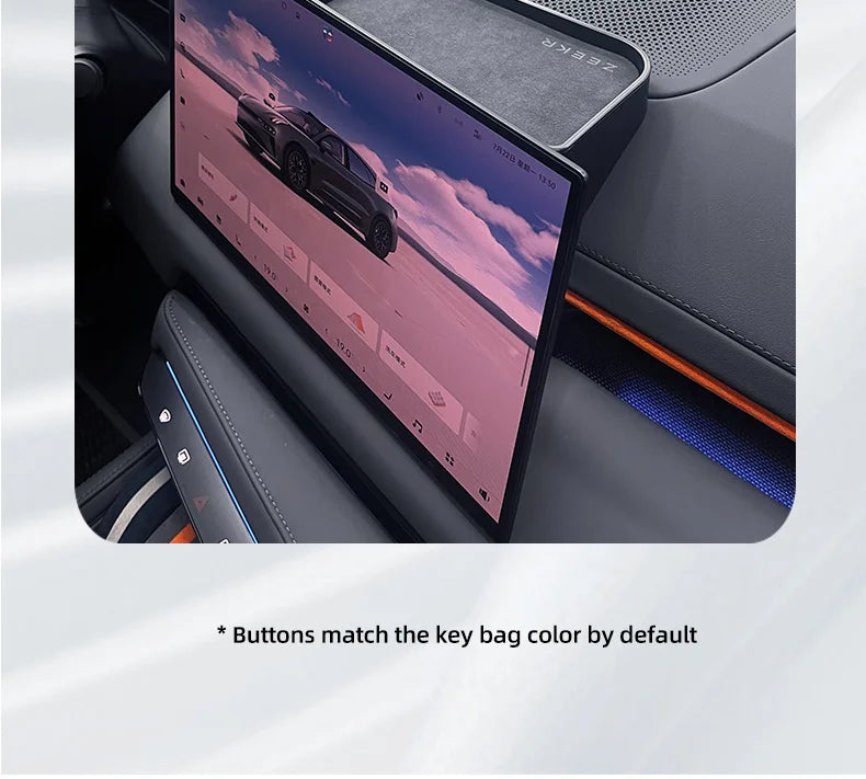 For Zeekr 001 2024 Storage Box Behind The Central Control Screen Navigation Screen Storage Alcantara suede Car Accessories