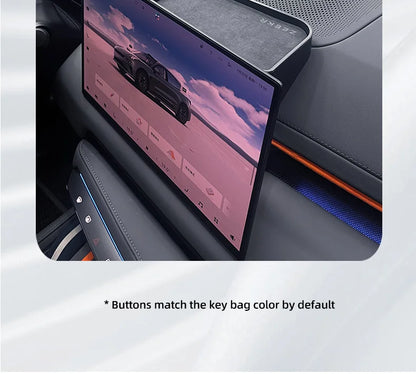For Zeekr 001 2024 Storage Box Behind The Central Control Screen Navigation Screen Storage Alcantara suede Car Accessories
