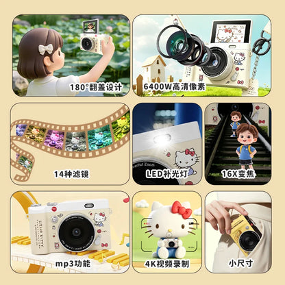 Sanrio Official Ccd Digital Camera with Flip Screen, Hd, Perfect for Students, Travel, Vlogging, and Beginner Photography