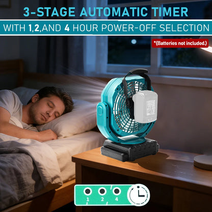 Cordless Oscillating Fan for Makita 18V Battery, 3-Speed Jobsite Industrial Camping Fan(Battery not Included)
