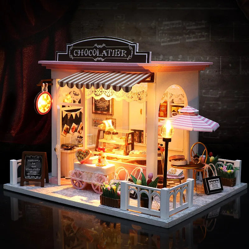 DIY Miniature Whimsy Dollhouse Kit 3D Puzzle Furniture Assembly Model Doll House Educational Wooden Toys For Xmas Gifts