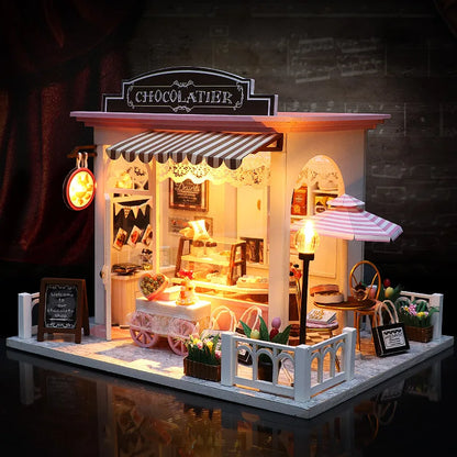 DIY Miniature Whimsy Dollhouse Kit 3D Puzzle Furniture Assembly Model Doll House Educational Wooden Toys For Xmas Gifts