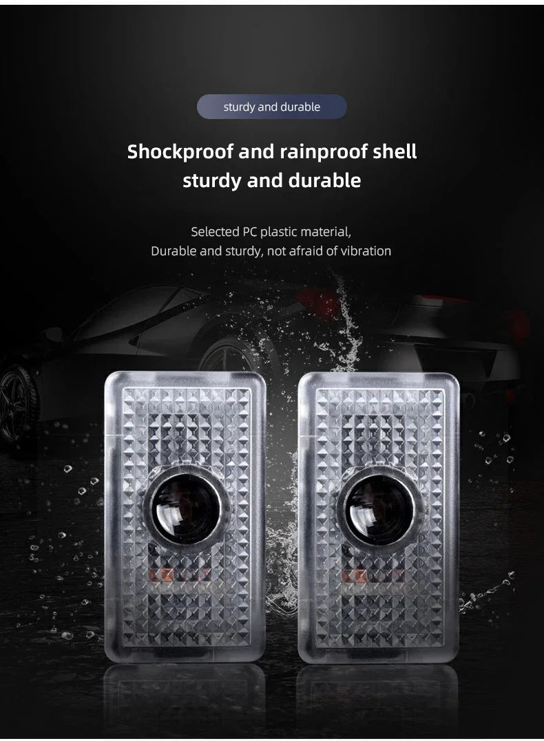 2/4Pcs Car Door Projector Lamps HD LED Welcome Lights Accessories For Tesla Model-Y Model-3 Model-X Model-S Cybertruck Roadster
