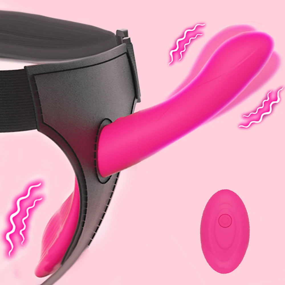 Strap-on Dildo Vibrator Vaginal Masturbatoion Clitoris Stimulator Wearable Double Head 10 Vibration Sex Toys for Couple Lesbian
