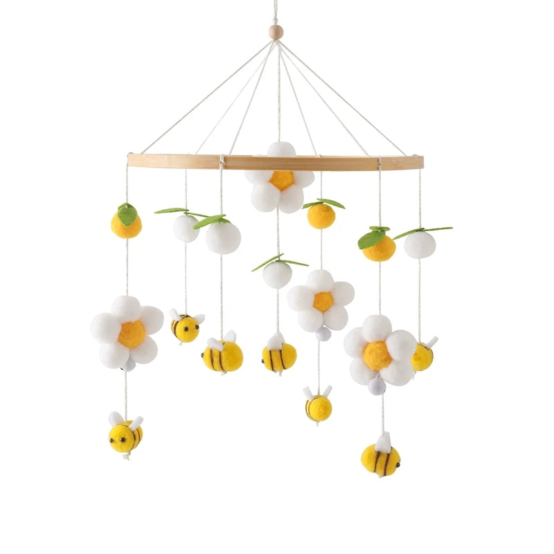 Baby Crib Mobile Rattle Toy 0-12Months Infant Soft Felt mobile Teddy Bear Bed Bell Hanging Toy Holder Bracket Crib Toy Gift