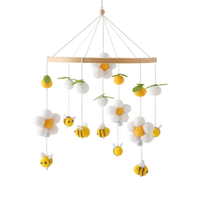 Baby Crib Mobile Rattle Toy 0-12Months Infant Soft Felt mobile Teddy Bear Bed Bell Hanging Toy Holder Bracket Crib Toy Gift