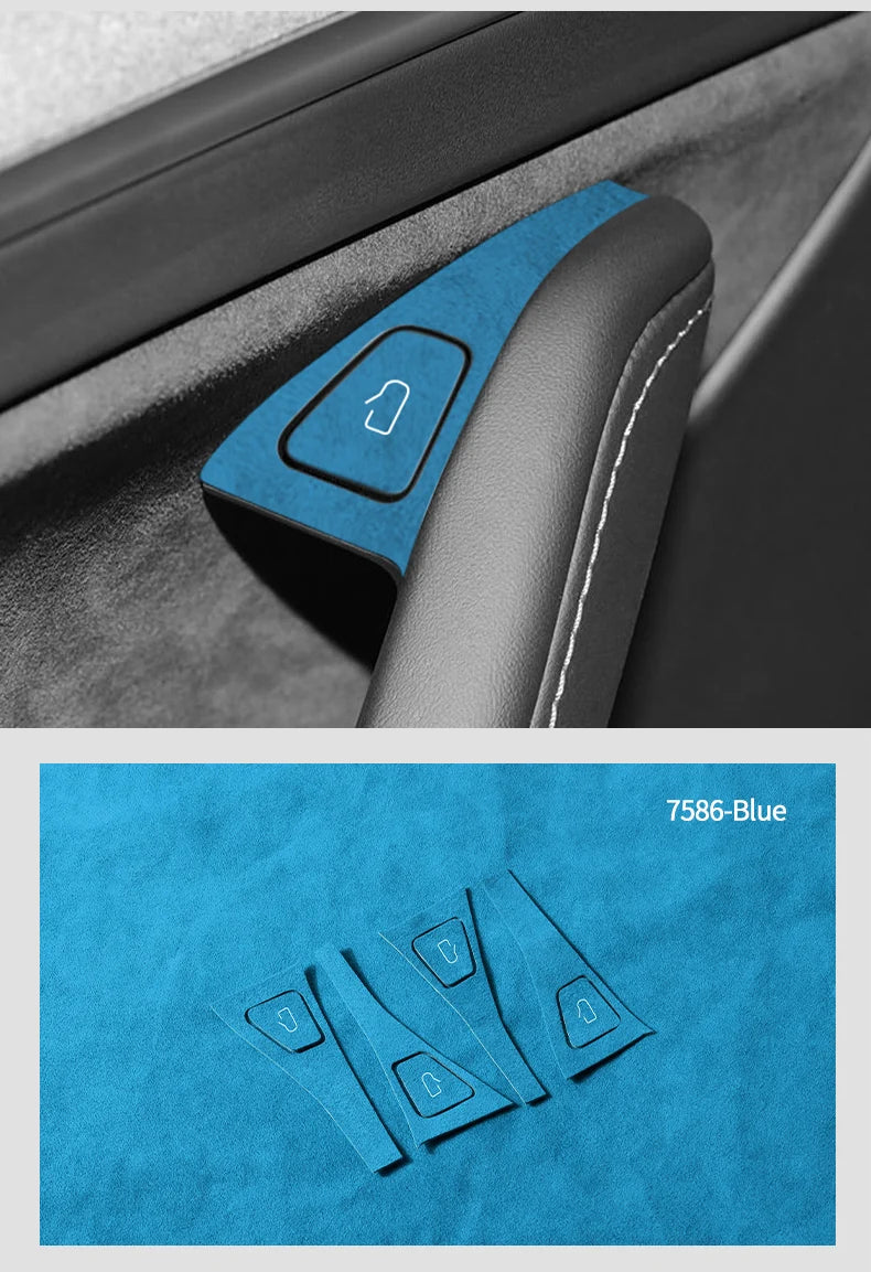 Top Suede For Tesla Model 3 Model Y (2019-2024) Door Switch Button Trim Cover Protection Decoration Car Interior Accessories