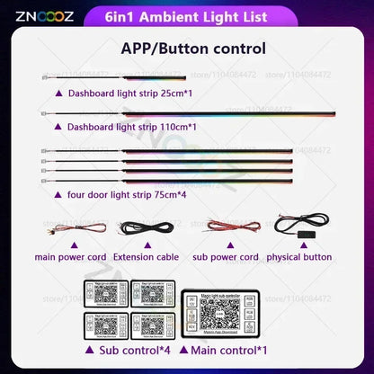 22in1 RGB Car Interior Acrylic Car Ambient Lights RGB Hidden Acrylic Strip Decoration Atmosphere Accessories For Peugeot 2008
