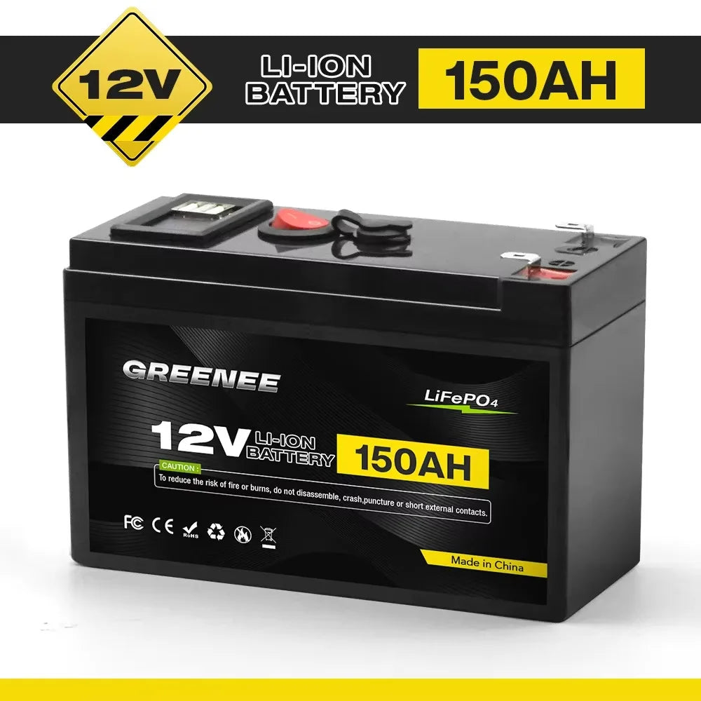 12V 150Ah Lithium LiFePO4 Deep Cycle Battery 4000+ Cycles Rechargeable Battery Lithium Iron Phosphate for Solar Wind Power