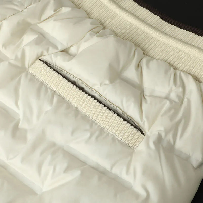 Light luxury high-end 90 white duck down down pants men's winter straight slim warm casual pants apricot color