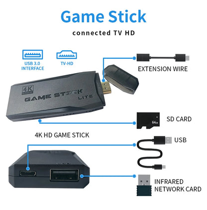 2026NEW M8 Video Game Console 64G 20000 Games Retro handheld Game Console Wireless Controller Lite 4K Game Stick For Xmas Gifts
