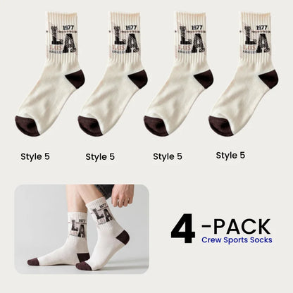 1/4/8 Pairs Men's Crew Socks Retro American Alphanumeric Print Basketball Sports Socks Graffiti Style Couple EU 37-44 US 6-12