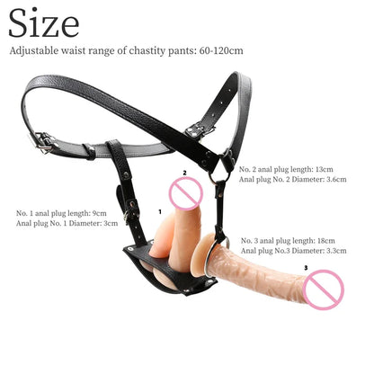 Sex Shop Butt Plug And Dildo Harness Belt Erotic Leather Chastity Device Sex Toys For Lesbian Women Underwear Pants
