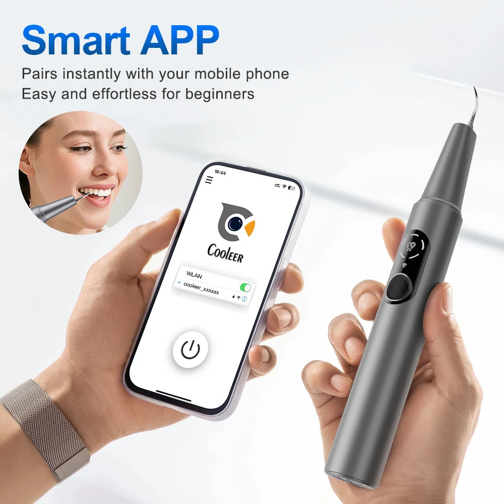 Visible Ultrasonic Dental Scaler Tartar Remover 5 Modes Household Teeth Cleaning Tools with LED Light Dental Cleaner Oral Care