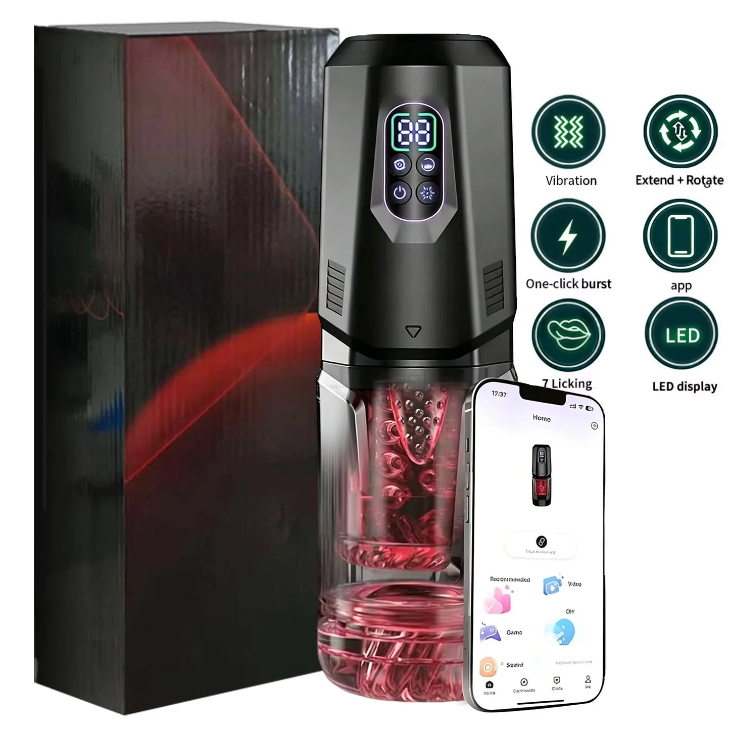 Automatic Masturbator Stroker Adult Toys with 7 Thrusting Rotating 7 Licking Vibrating Modes Hands-Free Sex Machine Pocket Pussy