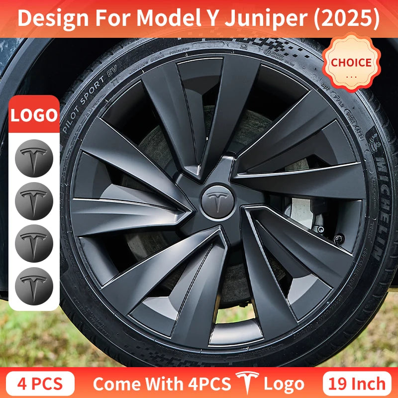 4PCS for New Tesla Model Y 2025-2026 Juniper 19in Turbine Style Hubcap Rim Cover Accessories Hub Cap Automobile Wheel Cap