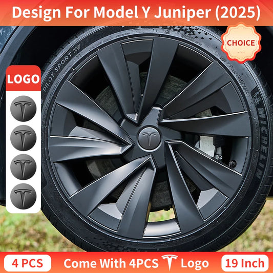 4PCS for New Tesla Model Y 2025-2026 Juniper 19in Turbine Style Hubcap Rim Cover Accessories Hub Cap Automobile Wheel Cap