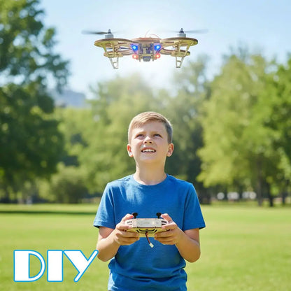 DIY Wooden RC Drone Quadcopters Building Kit - STEM Educational Science Experiment Aircraft Model Gift for Kids Students