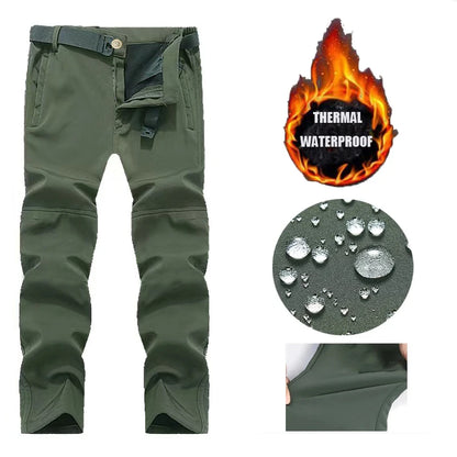 Men's Tactical Softshell Pants Fleece Autumn Winter Cargo Trousers Military Combat Hiking Camping Climbing Casual Sportswear