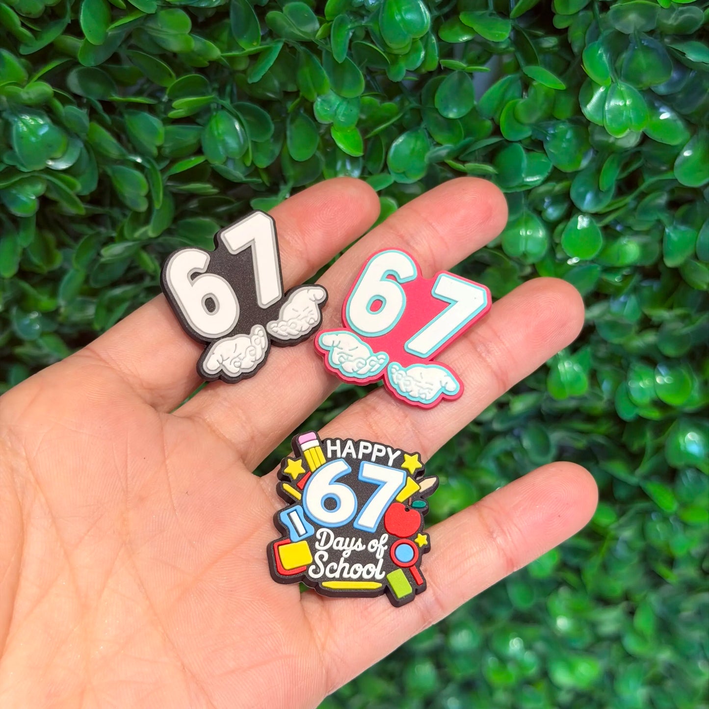 11-100pcs 67 Days Of School Teacher Shoe Buckle Sandals DIY Accessories PVC Shoes Charms Clogs Pins Decor Kids Man Party Gift
