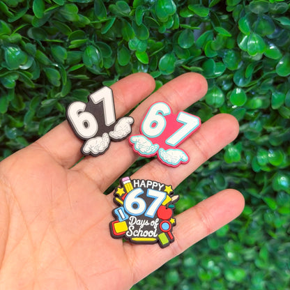 11-100pcs 67 Days Of School Teacher Shoe Buckle Sandals DIY Accessories PVC Shoes Charms Clogs Pins Decor Kids Man Party Gift