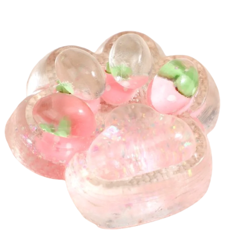 Fruit Cat Paw Squeeze Toy Kneading Soft Fruit Pinch Fidget Toy Handmade Cat Paw Slow Rebound Decompression Toy Children Gifts