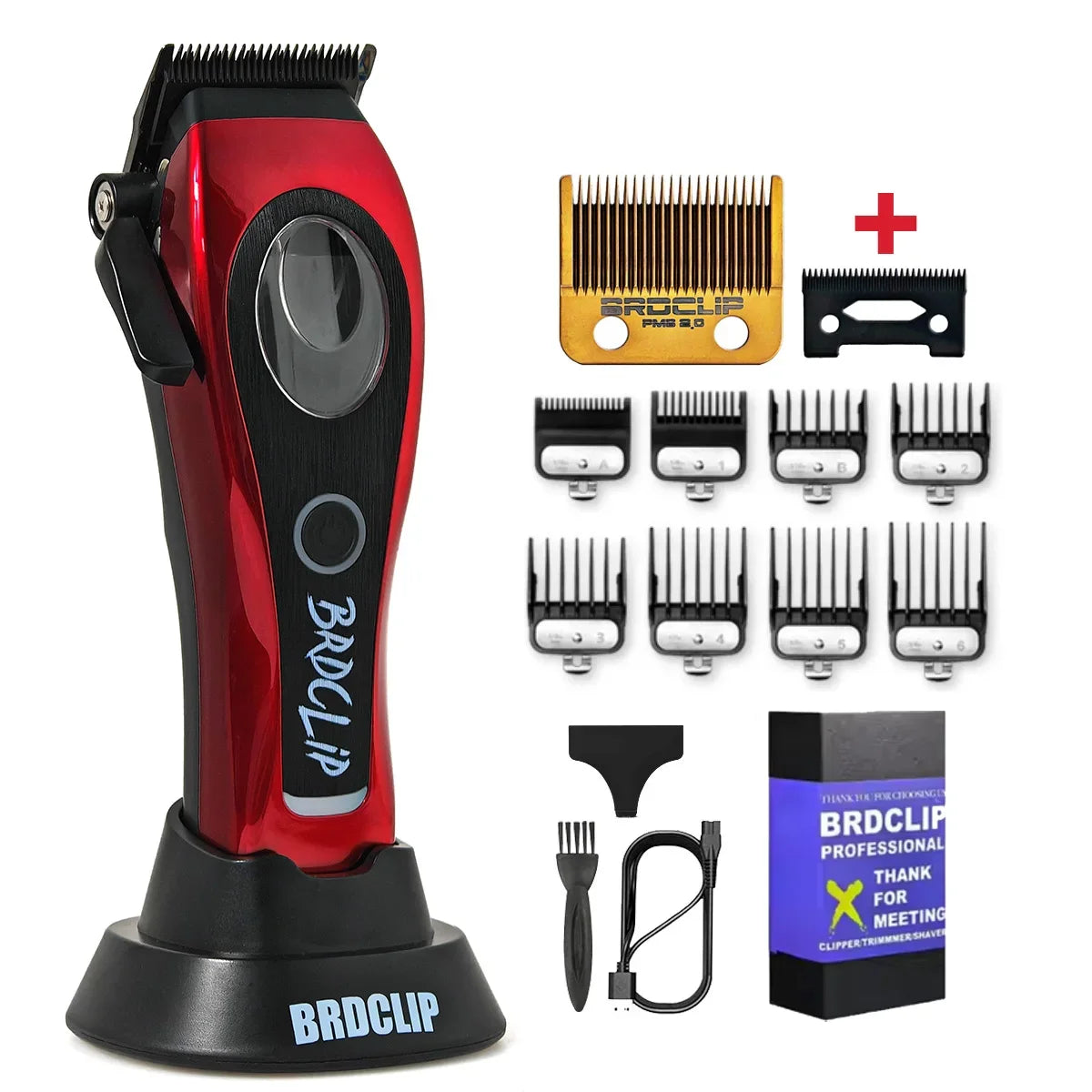 New Professional BRDCLIP M3C 8800RPM High Motor Hair Clipper DLC Blade Barber with Base 4500mAh Hair Cutting Machine Men Trimmer