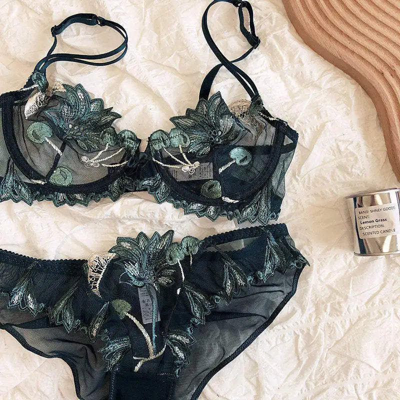 Sexy French Ultra Thin Lace Embroidery Underwire Bra Summer Minimizer Full Coverage Slimming For Busty Women Daily Wear 32-38ABC