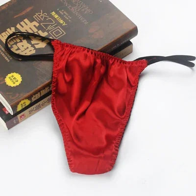 Men's thong, silk low waisted men's underwear, personalized fashion trend, mulberry silk elastic triangle pants, sexy double
