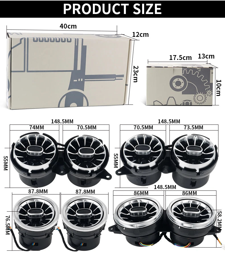 For Mercedes Benz W205 C-Class GLC X253 W213 E-Class W222 S-Class W117/W156/W176 CLA GLA Turbine Nozzle Air Vents Ambient Light