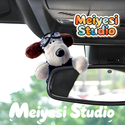 Cute Puppy Rearview Mirror Ornament, Lying Doll, Car Decoration, Central Control Screen Car Doll, Interior Accessories for Women