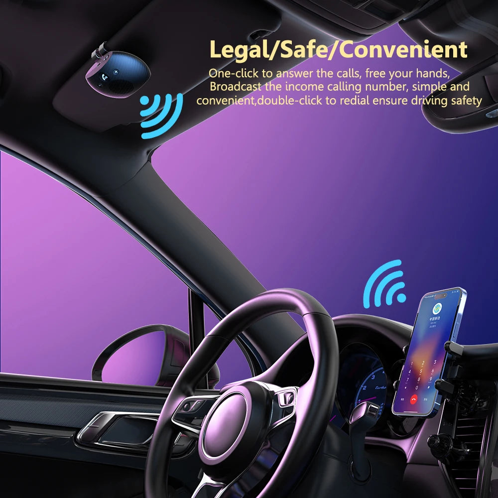 Bluetooth 5.3 Speakerphone Bluetooth-compatible Handsfree Car Kit Wireless Stereo Mp3 Music Player Car Handsfree Sun Visor Clip