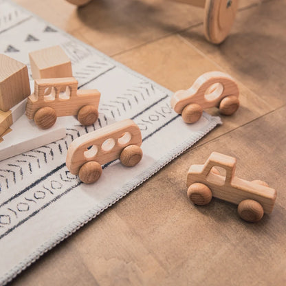 Wooden Baby Car Toys Beech Wooden Blocks Animal Dogs Cartoon Educational Montessori Toys For Children Teething Baby Teether