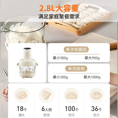 Joyoung 2.8L Large-Capacity Smart Food Processor: Meat Grinder, Dough Mixer, Vegetable Chopper, and Filling Maker