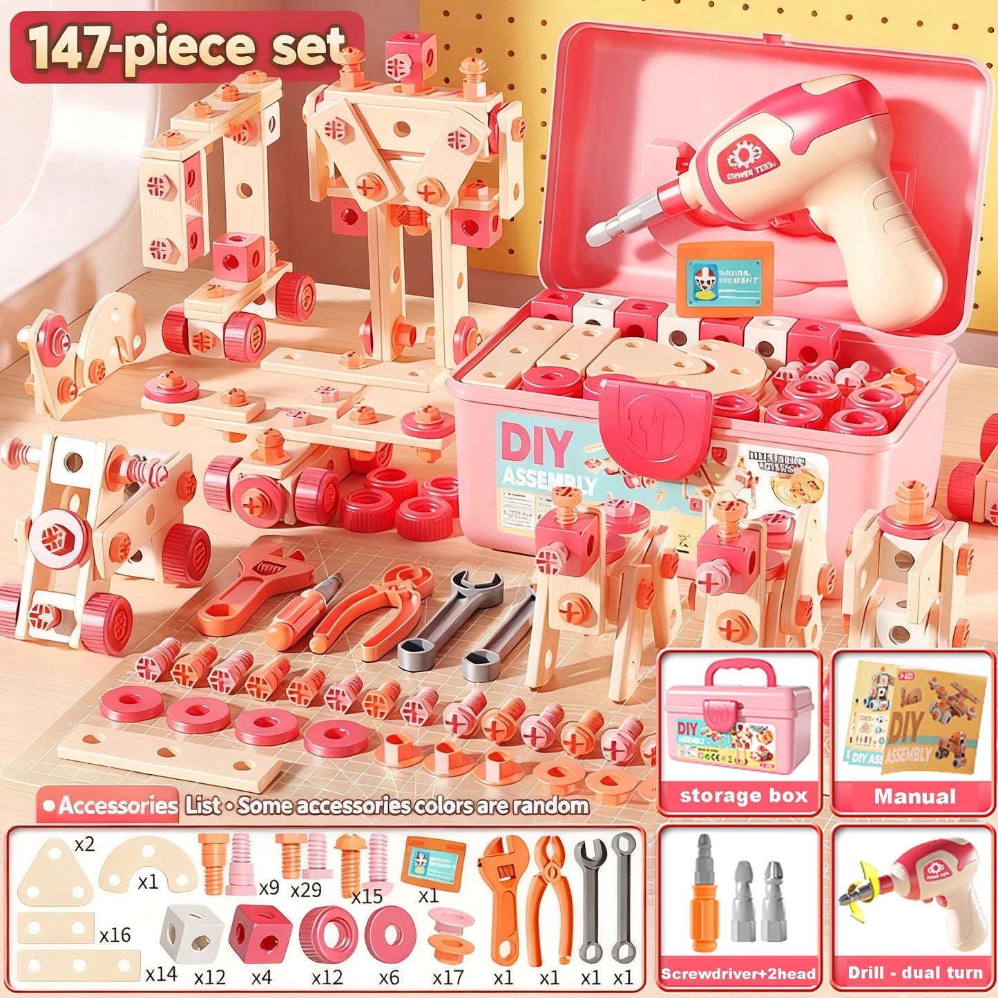 Kids Tool Set DIY Nut Assembly Toy Kit STEM 3D Puzzle Building Tools Repair Tools Montessori Toys Gifts for Boy Girl 2026 New