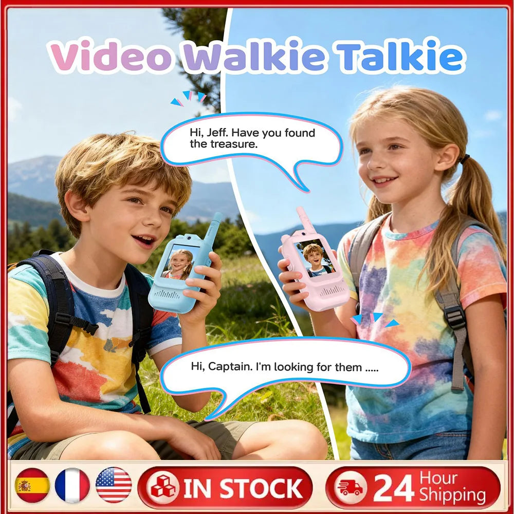 Walkie Talkies 2 Pack Rechargeable Walkie Talkies With HD Camera Voice Changer Talkies for Travel Birthday Ages 3-10 Gfits