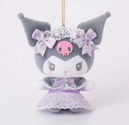 NEW Maid Lolita skirt Series My Melody pink dress My Sweet Piano Kuromi Sanrio Plush Keyring Hello Kitty Small Pendant Toys gift