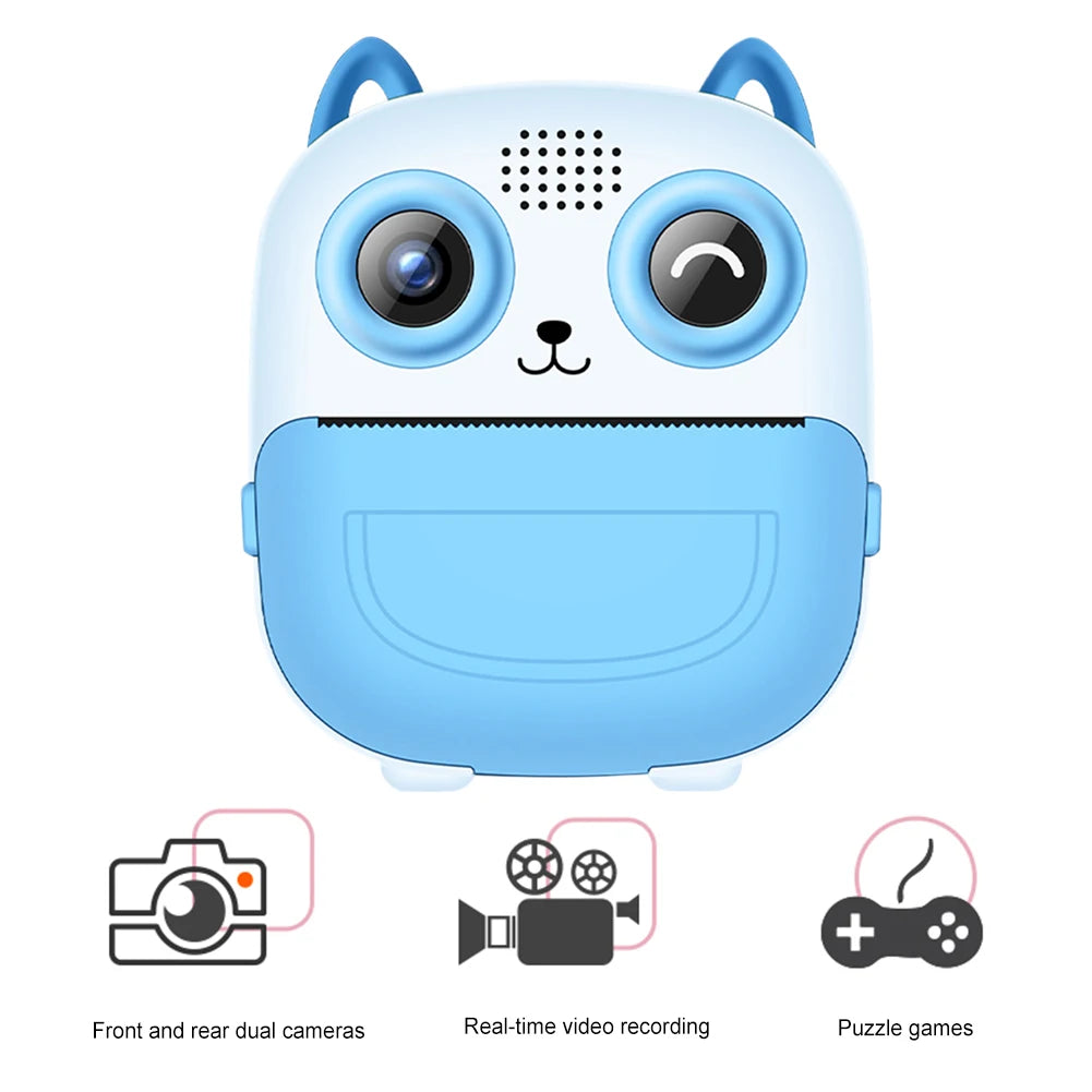 6 In 1 Cute Digital Camera Type-C Rechargeable Portable Video Camera 1300mAh Mini Instant Print Camera Christmas Birthday Gifts