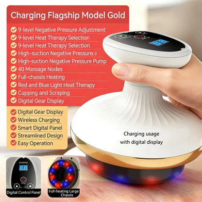 Home Electric Scraping And Cupping Massager With Suction Cups, Heated Suction, And Anti-Cellulite Massager