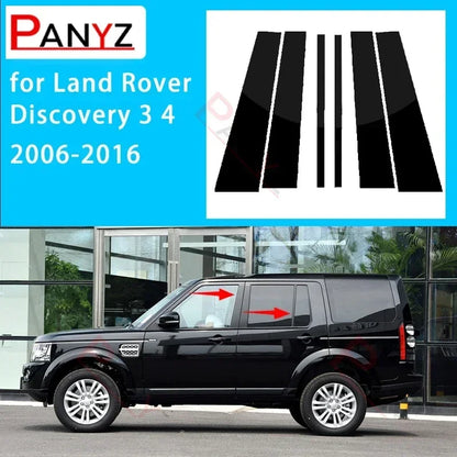 New Hot 6PCS Gloss Black  Polished Pillar Posts For Land Rover Discovery 3 4 2006-2016 Window Trim Cover BC Column Sticker