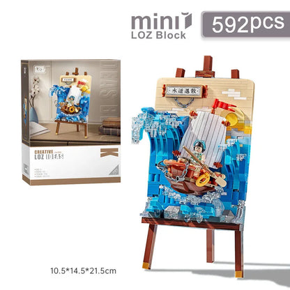 Christmas Sleigh Hanging Painting Building Block Set DIY Creative Drawing Board Assembly Ornaments Children's Toys Gifts