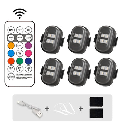 RGB Led Car Strobe Lights Motorcycle LED Flash Position Wireless Light Aircraft Airplane Helicopter Warning Lights Accessories