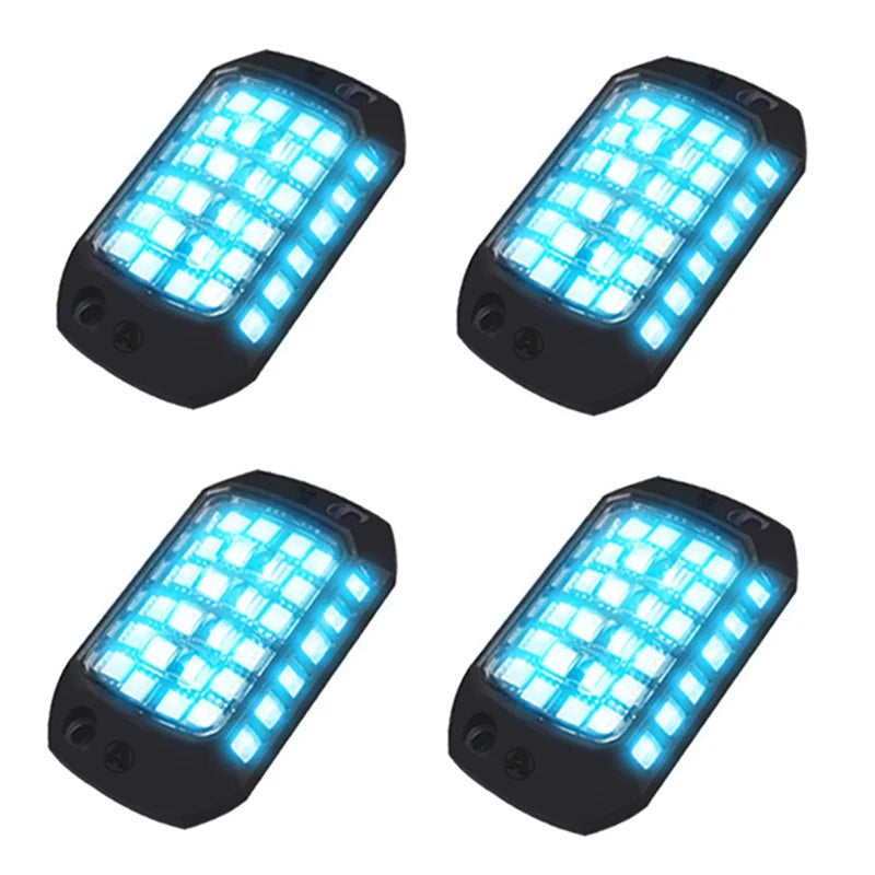 4 Pcs 36 LED Rock Light 3D Lens Car Underglow Chassis Light Universal for Jeep Truck SUV ATV UTV Motocycle Decorative Accessorie