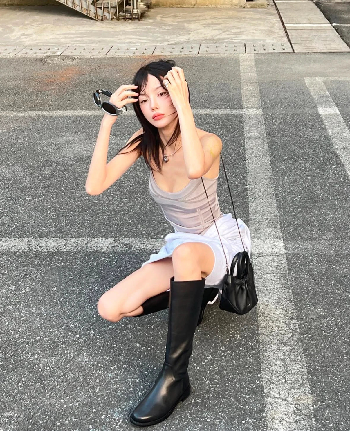 Tankair Basic Silver Grey Green Shiny Knitted Elastic Strap Vest Women's Fashion Summer Short Length  Color Casual Wear