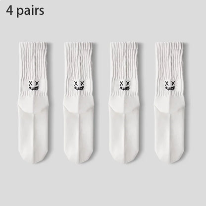 4 pairs of men's cotton socks running breathable ankle socks casual sports socks men's bicycle socks smiling face style