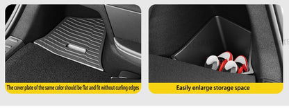For Tesla NEW Model YL 2026 Rear Trunk Side Storage Box Cargo Organizer TPE Bin Box Flocking Mat Partition Board Accessories