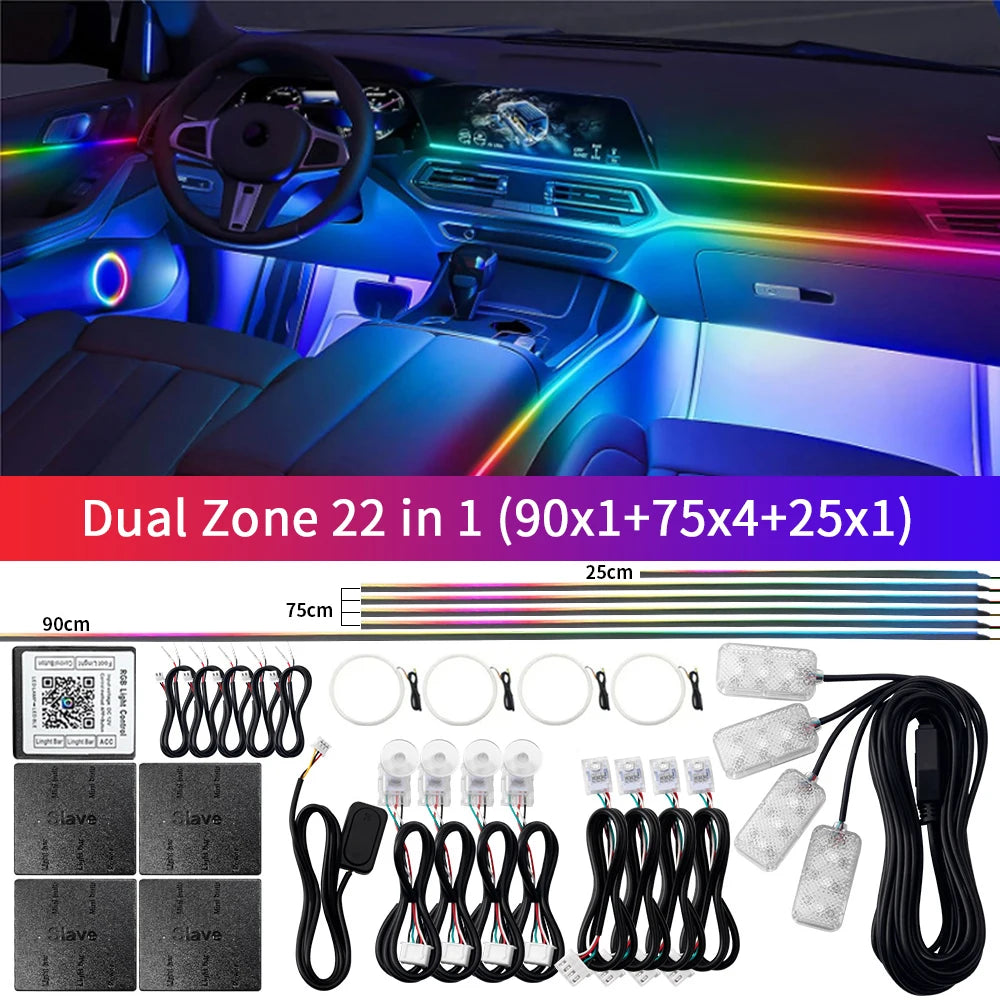 2024 Car Ambient Lights Kits Interior 213 64 Color RGB Symphony Streamer Bluetooth Rainbow Acrylic Strips Atmosphere Lamp By App